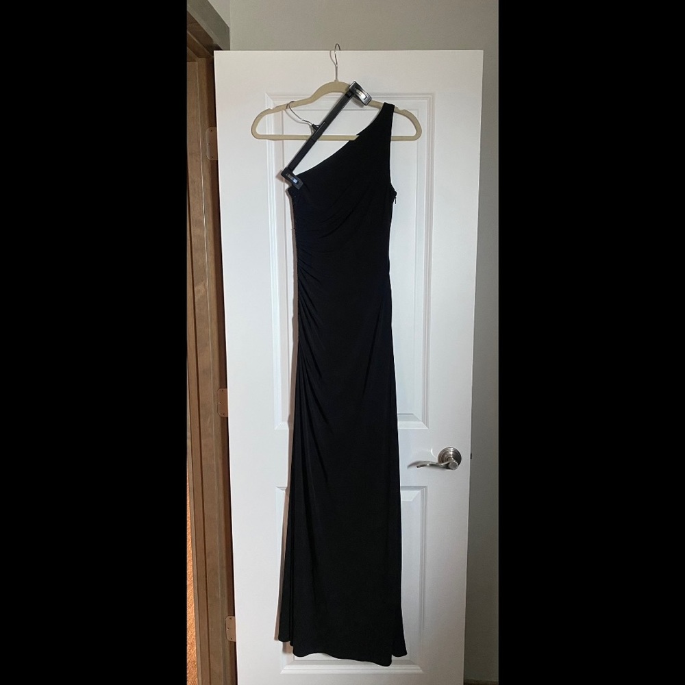 Black one shoulder prom/cruise/formal dress. Size 2. Only worn twice.
